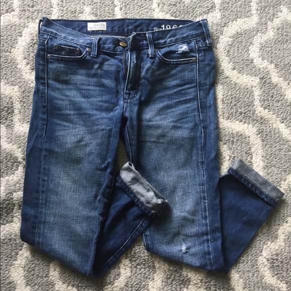 GAP 1969 SEXY BF Cropped JEANS sz 24/00 DISTRESSED - Picture 2 of 5